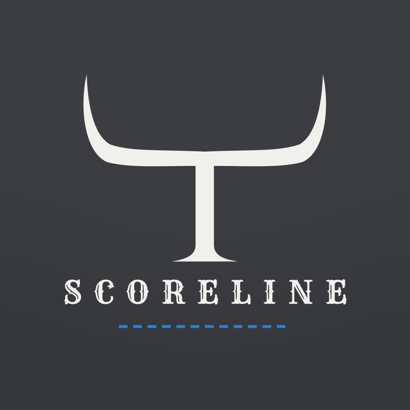 The Mark tee: large ScoreLine horns and wordmark printed on the back of a charcoal shirt.